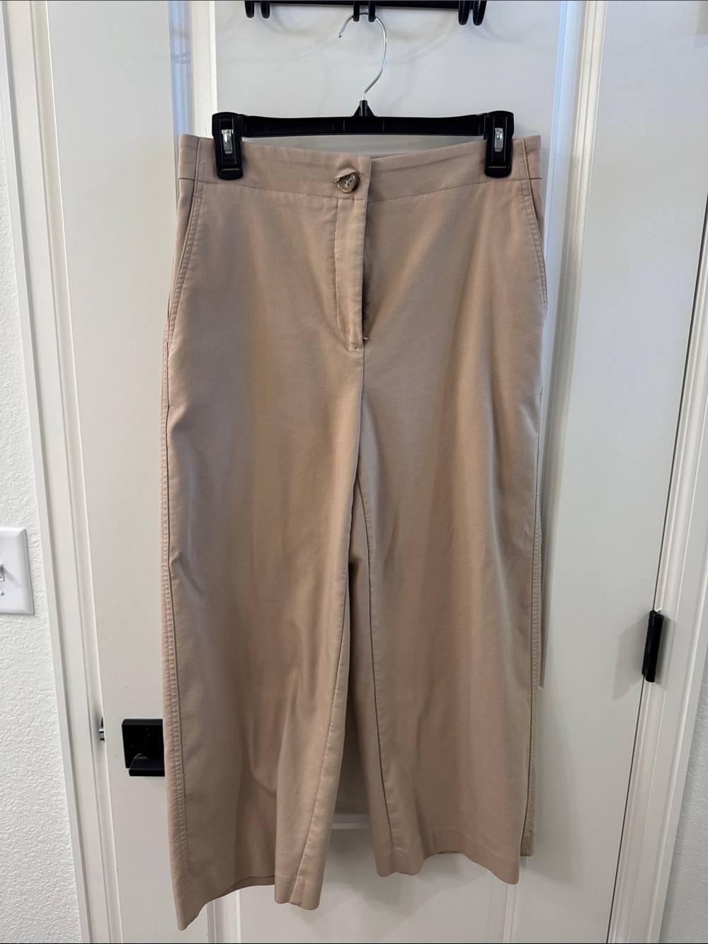 Ann Taylor Tan Wide-Leg Cropped Trousers